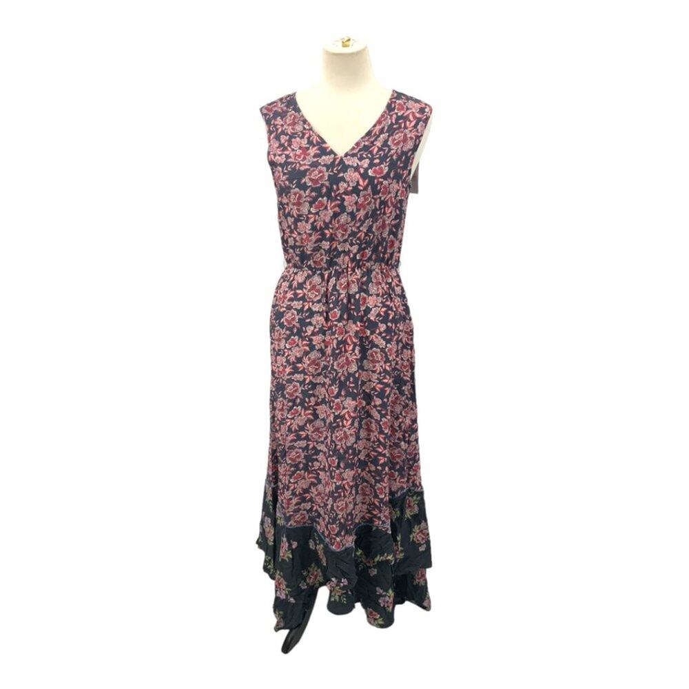 LAIA Amanda Long Dress Blue Floral Sleeveless V Neck Size Small NWT